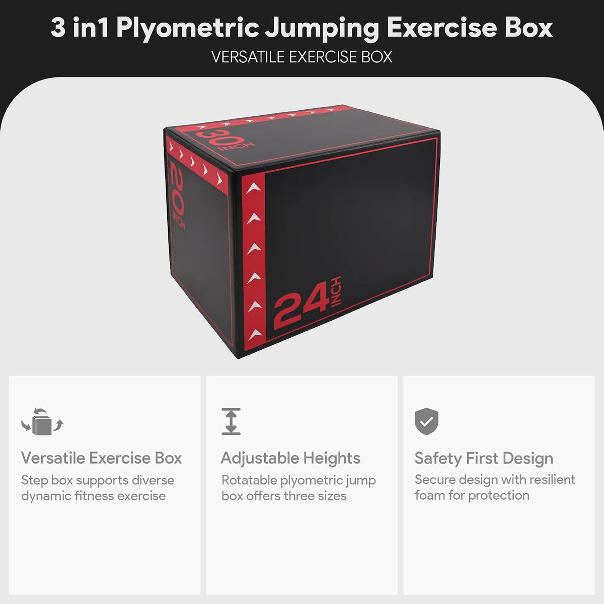 BalanceFrom 3-in-1 Foam Plyometric Jump Box for Home Gym, Multiple Heights