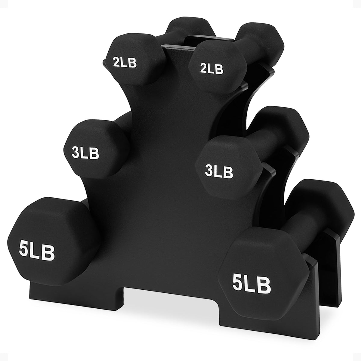 BalanceFrom Neoprene Dumbbell Set with Rack - Non-Slip Strength Training Weights for Home Gym & Fitness Equipment, Multiple Sizes