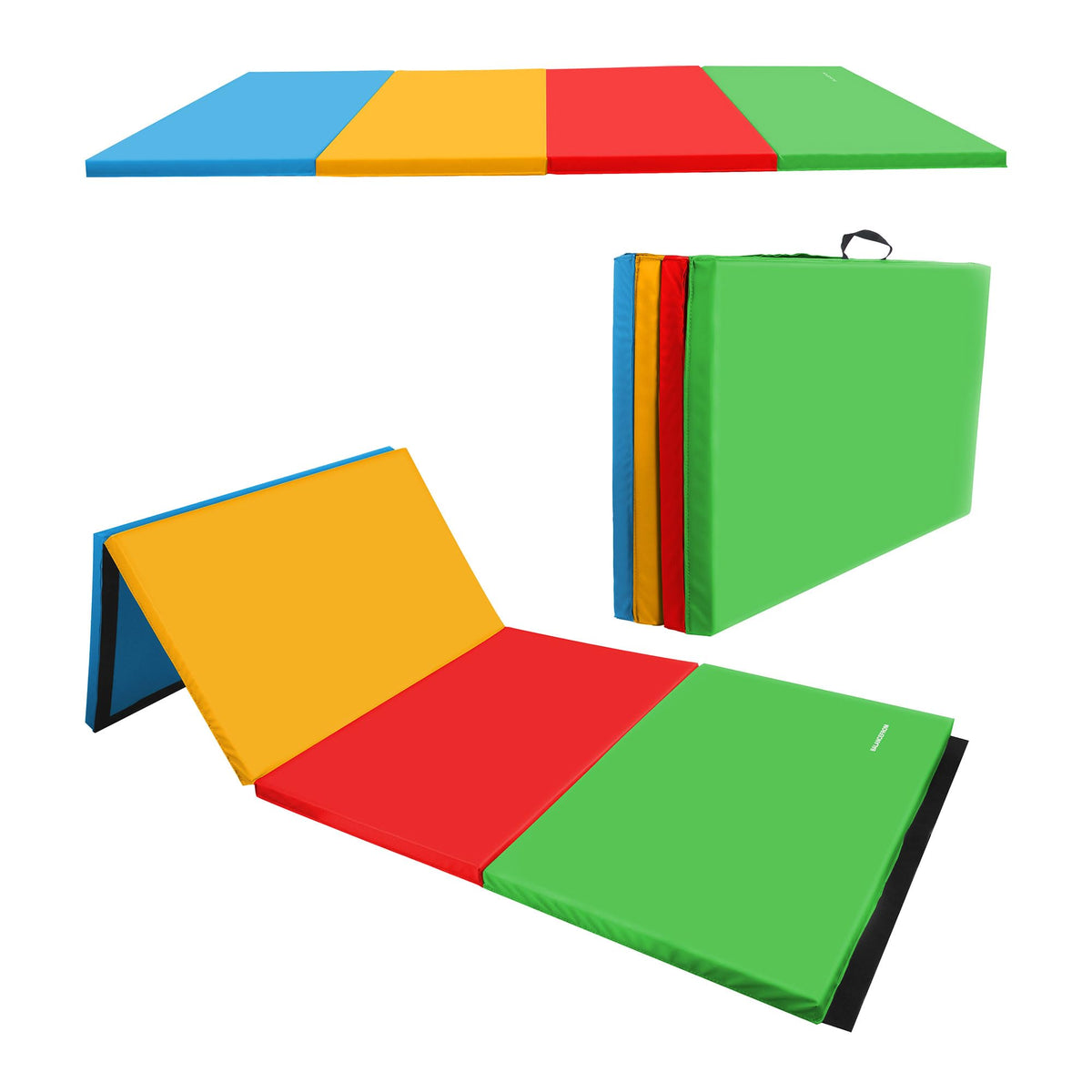 BalanceFrom 6x4 Feet 4-Panel Folding Gymnastics Mat – 2-Inch Thick Pad with Vinyl Surface and Carrying Handles for Tumbling, Yoga, Pilates, Home Workouts, and Martial Arts