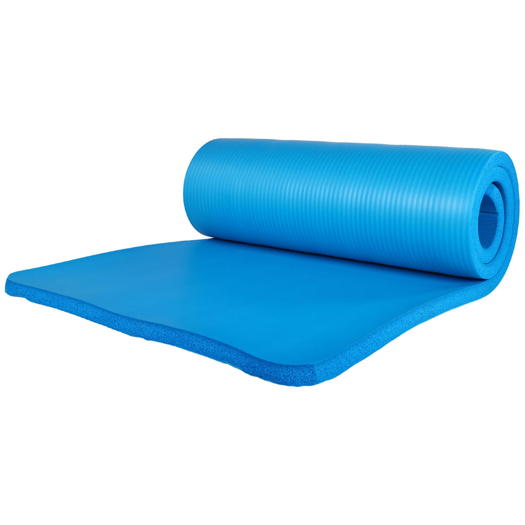 BalanceFrom 71x24 Inches Yoga Mat with Knee Pad and Optional Blocks – Extra 1-Inch Thick Non-Slip Foam with Anti-Tear Surface and Carrying Strap for Home, Studio, or Gym Workouts