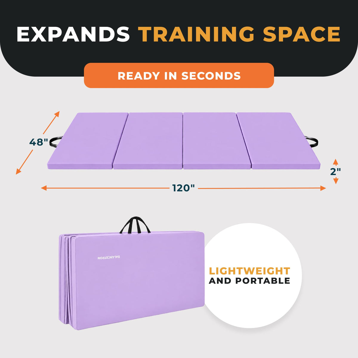 BalanceFrom 10x4 Feet 4-Panel Folding Gymnastics Mat – 2-Inch Thick Pad