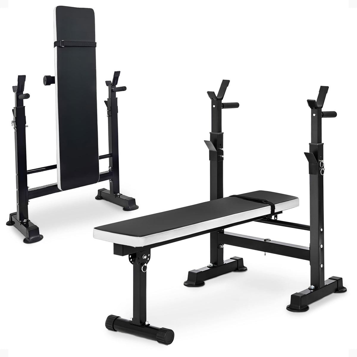 BalanceFrom Adjustable Folding Multifunctional Workout Station Adjustable Olympic Workout Bench with Squat Rack