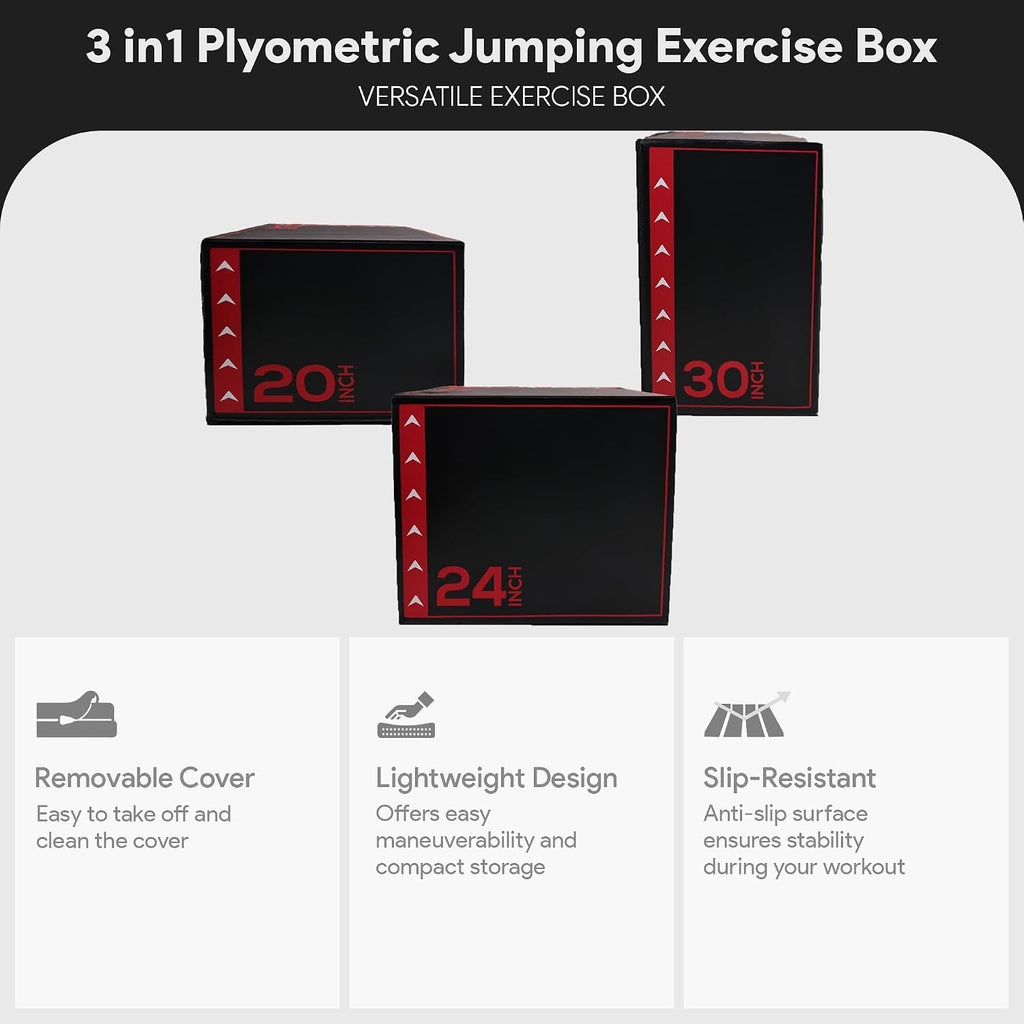 BalanceFrom 3-in-1 Foam Plyometric Jump Box for Home Gym, Multiple Heights