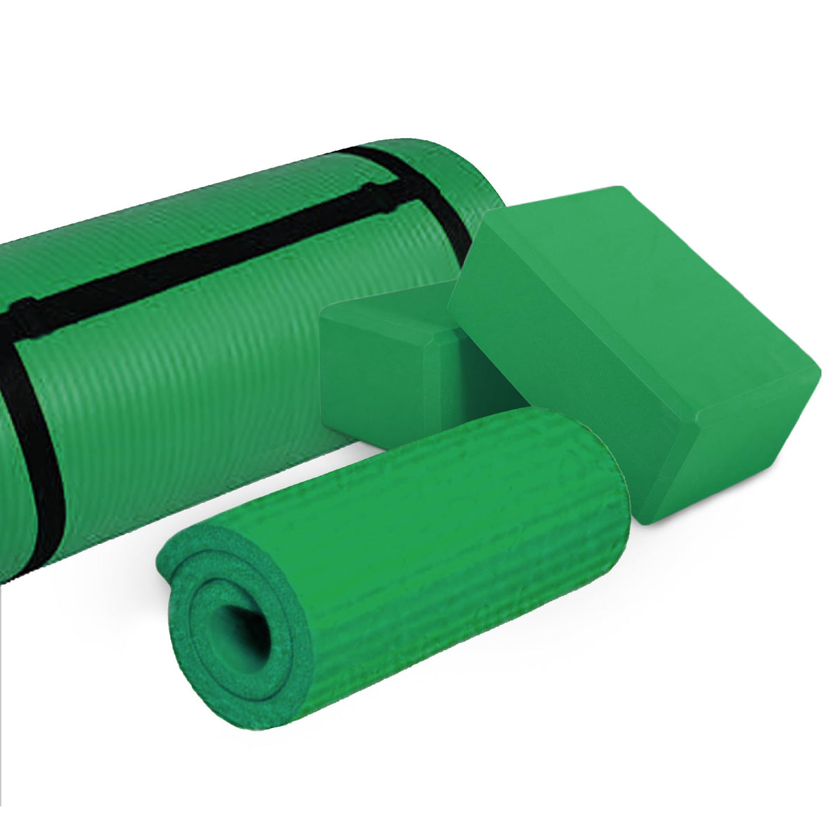 BalanceFrom 71x24 Inches Yoga Mat with Knee Pad and Optional Blocks – Extra 1-Inch Thick Non-Slip Foam with Anti-Tear Surface and Carrying Strap for Home, Studio, or Gym Workouts