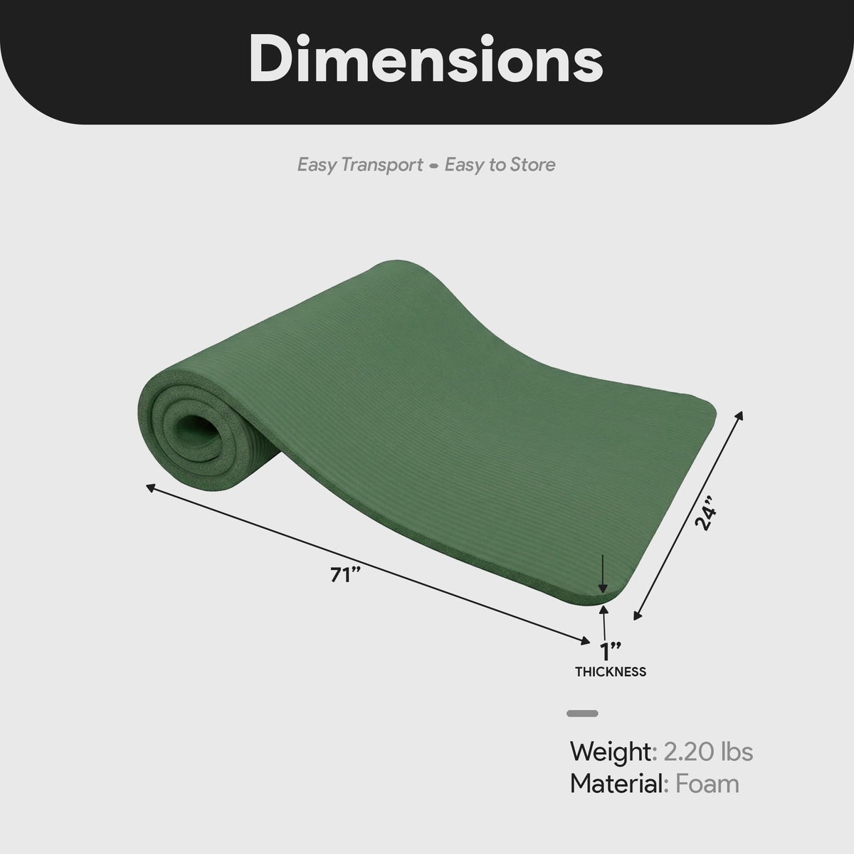 BalanceFrom All Purpose 1-Inch Extra Thick High Density Anti-Tear Exercise Yoga Mat with Carrying Strap, Multiple Colors