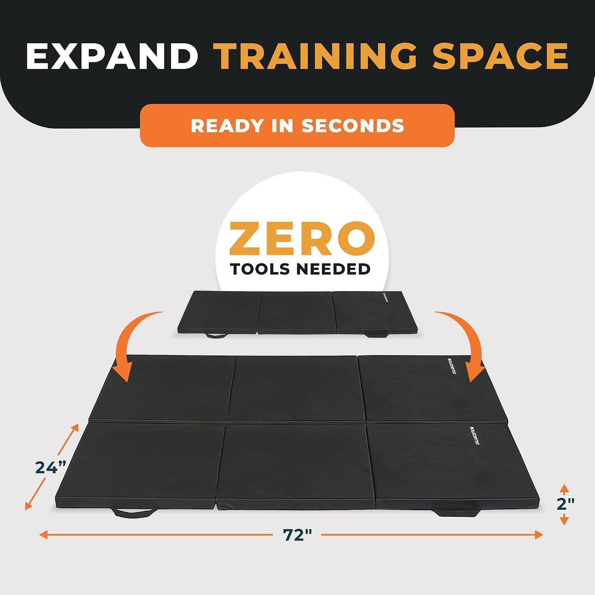 BalanceFrom 6x2 Ft 3-Panel Folding Gymnastics Mat – 2-In Thick Pad, 2 Pack