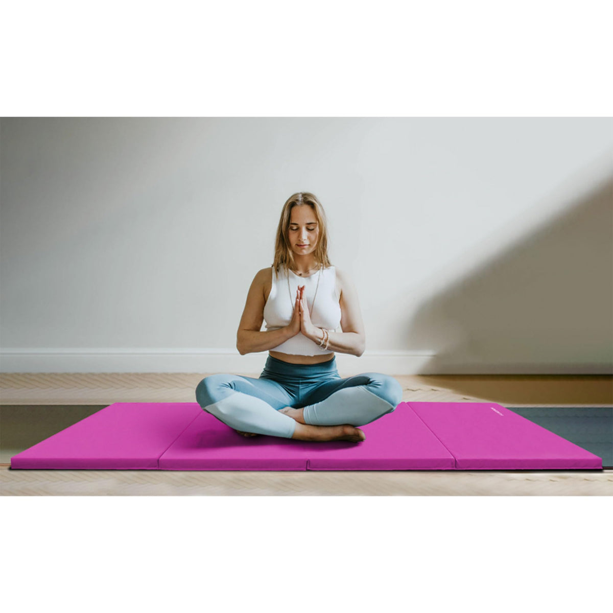BalanceFrom 6x4 Feet 4-Panel Folding Gymnastics Mat – 2-Inch Thick Pad with Vinyl Surface and Carrying Handles for Tumbling, Yoga, Pilates, Home Workouts, and Martial Arts
