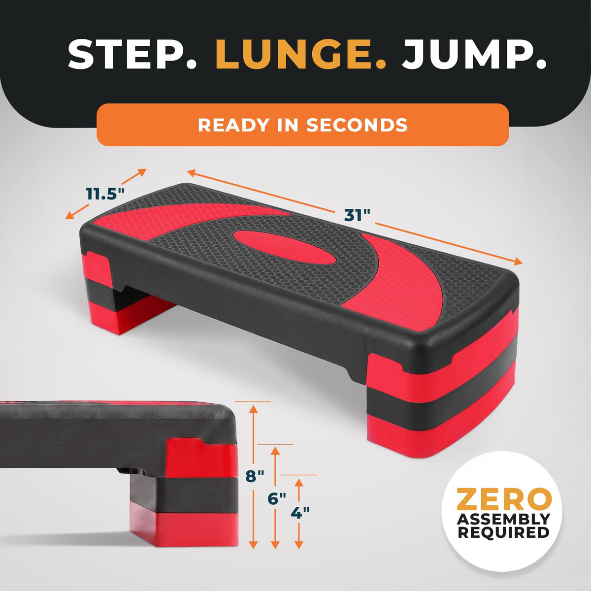 BalanceFrom 31-inch Aerobic Step Platform Trainer with 3 Adjustable Risers