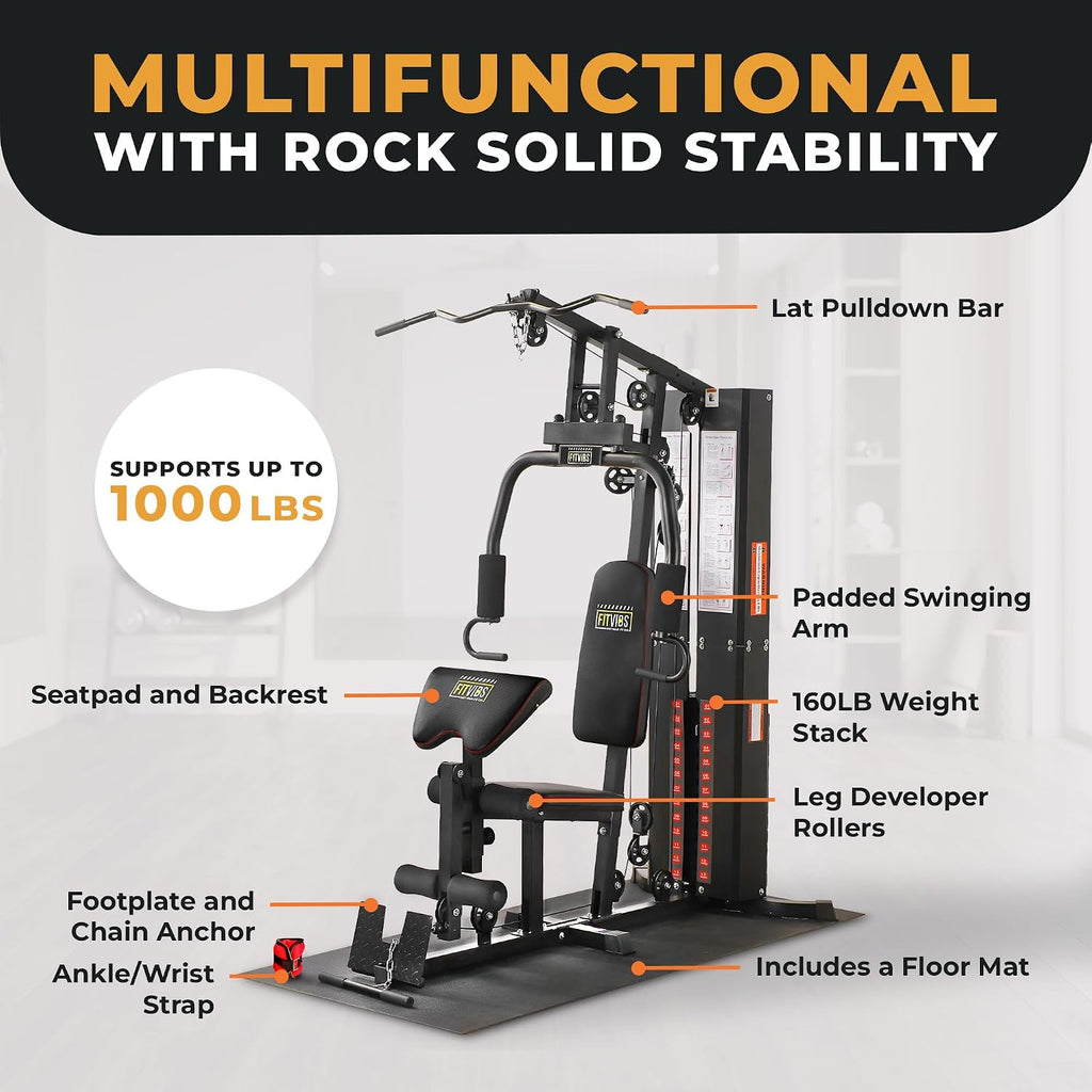BalanceFrom Multifunctional Home Gym Machine with Floor Mat, 160LBS Weights