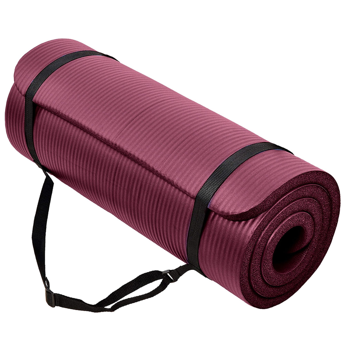 BalanceFrom All Purpose 1-Inch Extra Thick High Density Anti-Tear Exercise Yoga Mat with Carrying Strap, Multiple Colors