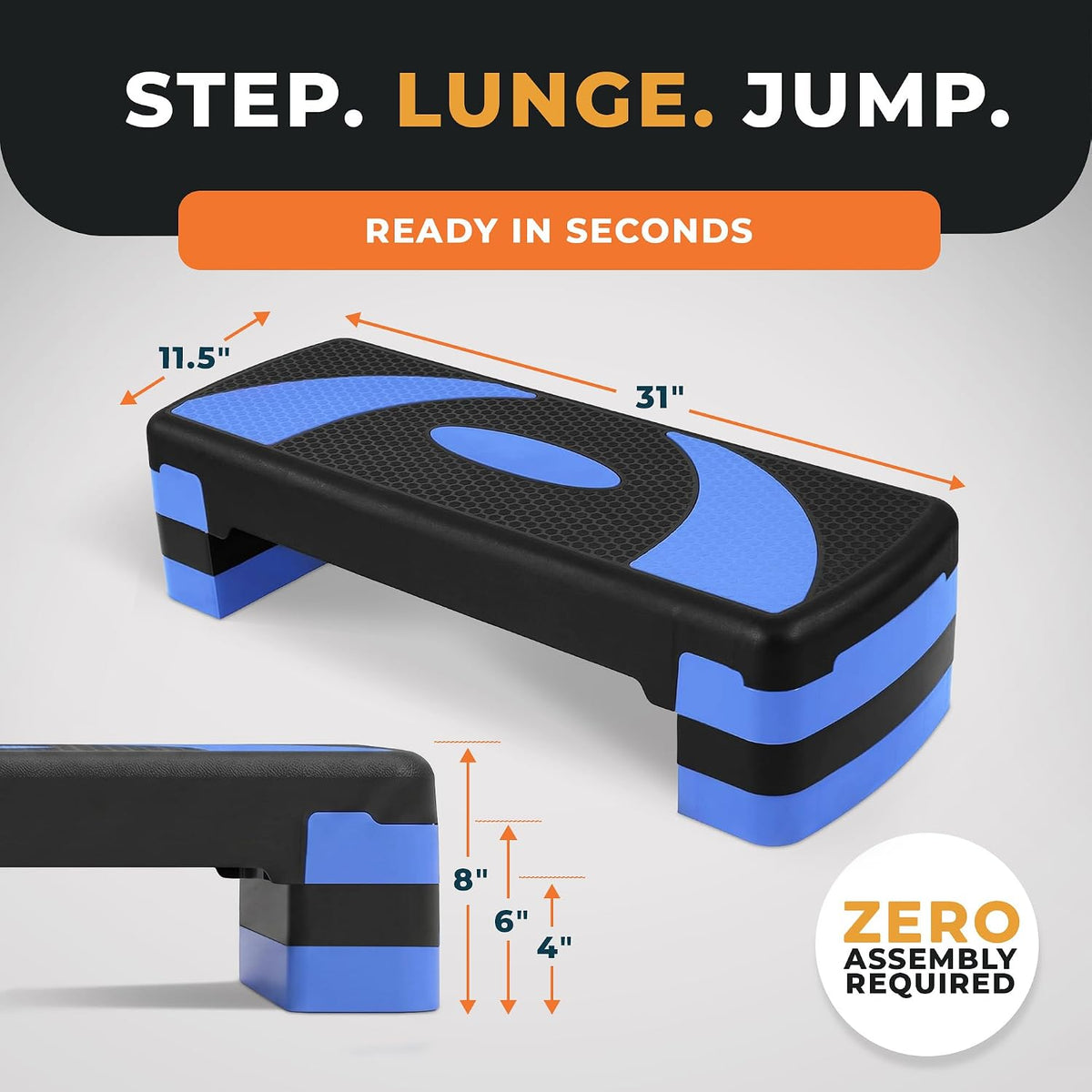 BalanceFrom 31-inch Aerobic Step Platform Trainer with 3 Adjustable Risers