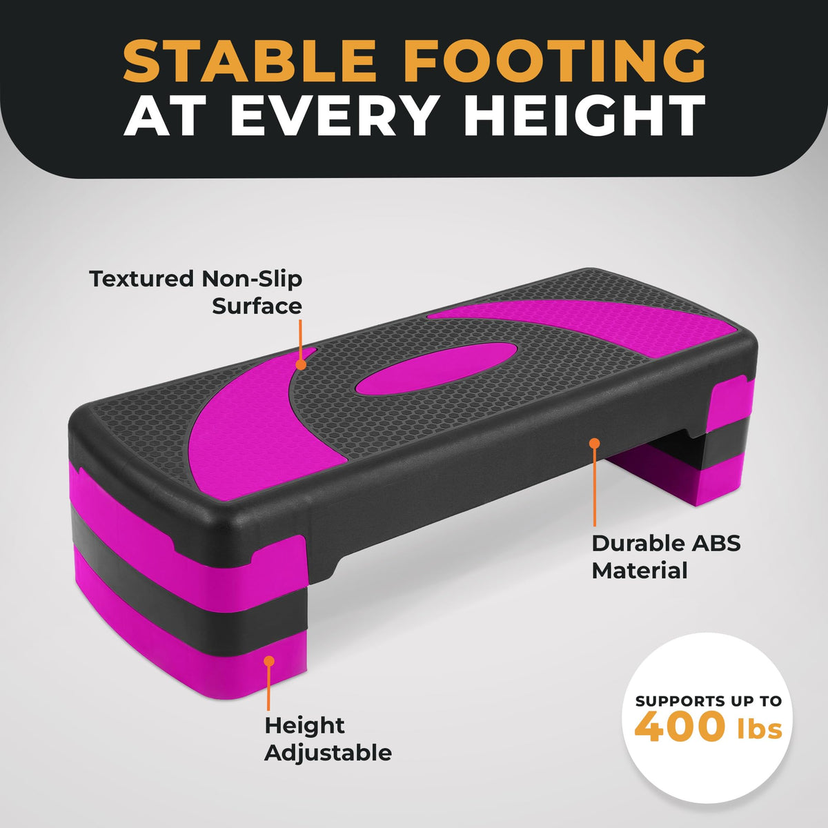 BalanceFrom 31-inch Aerobic Step Platform Trainer with 3 Adjustable Risers