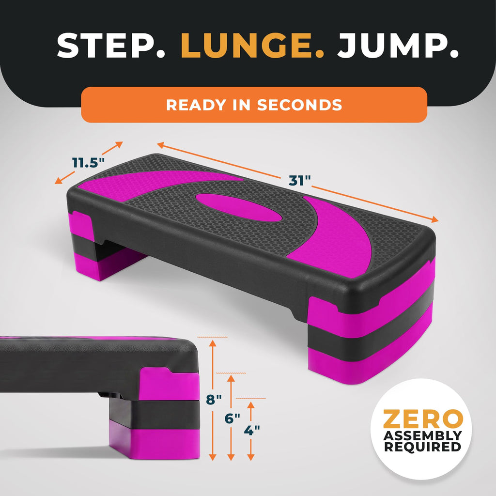 BalanceFrom 31-inch Aerobic Step Platform Trainer with 3 Adjustable Risers