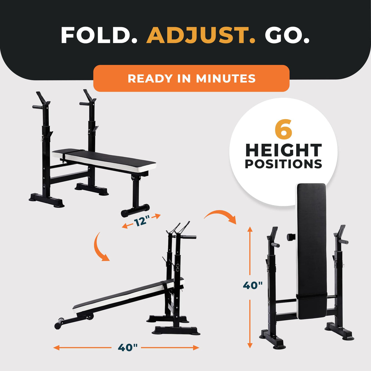BalanceFrom Adjustable Folding Multifunctional Workout Station Adjustable Olympic Workout Bench with Squat Rack