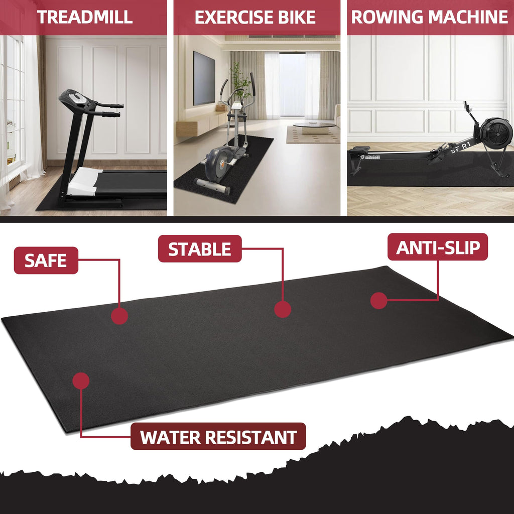BalanceFrom GoFit High Density Treadmill Exercise Bike Equipment Mat, 3 x 6.5-ft, Foldable