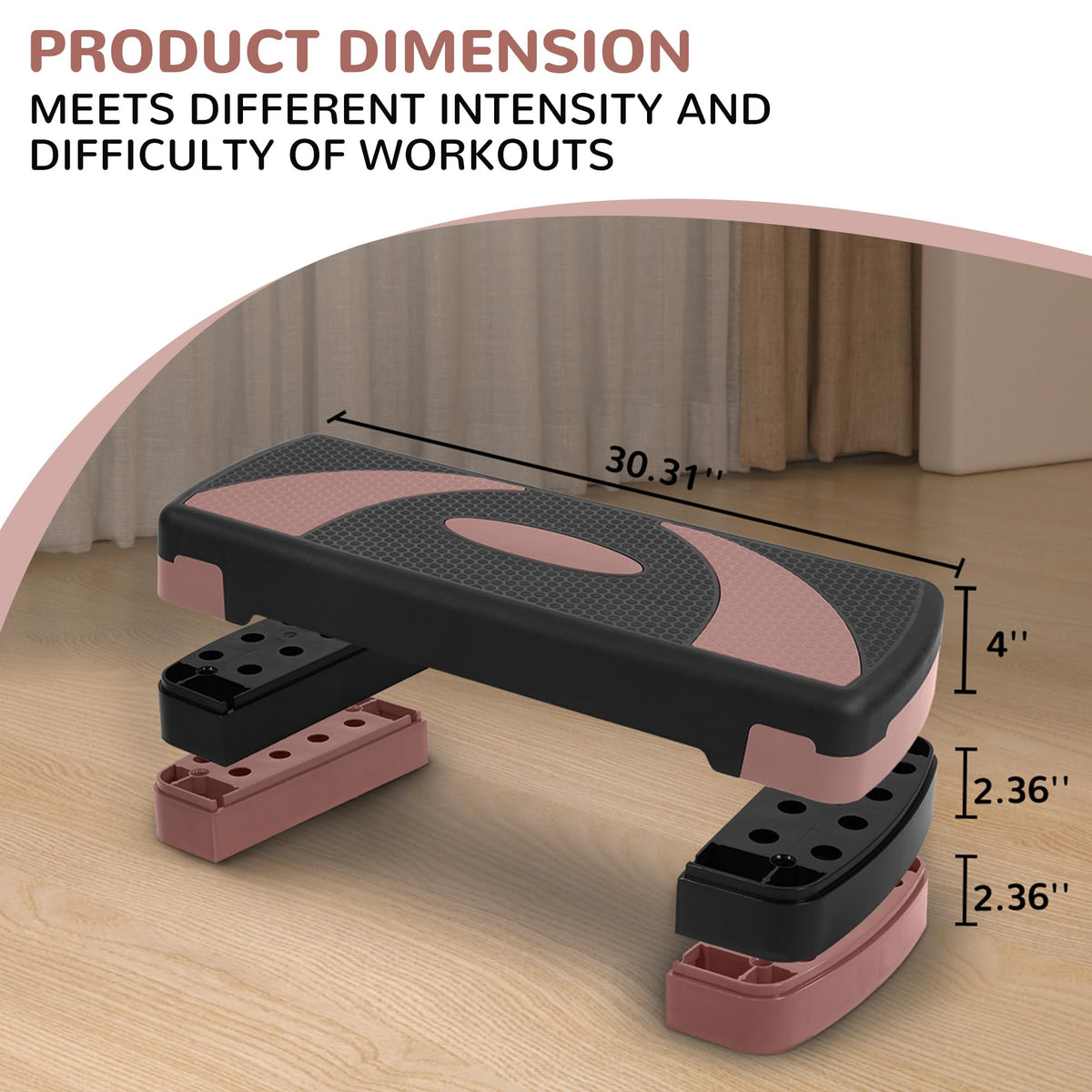 BalanceFrom 31-inch Aerobic Step Platform Trainer with 3 Adjustable Risers