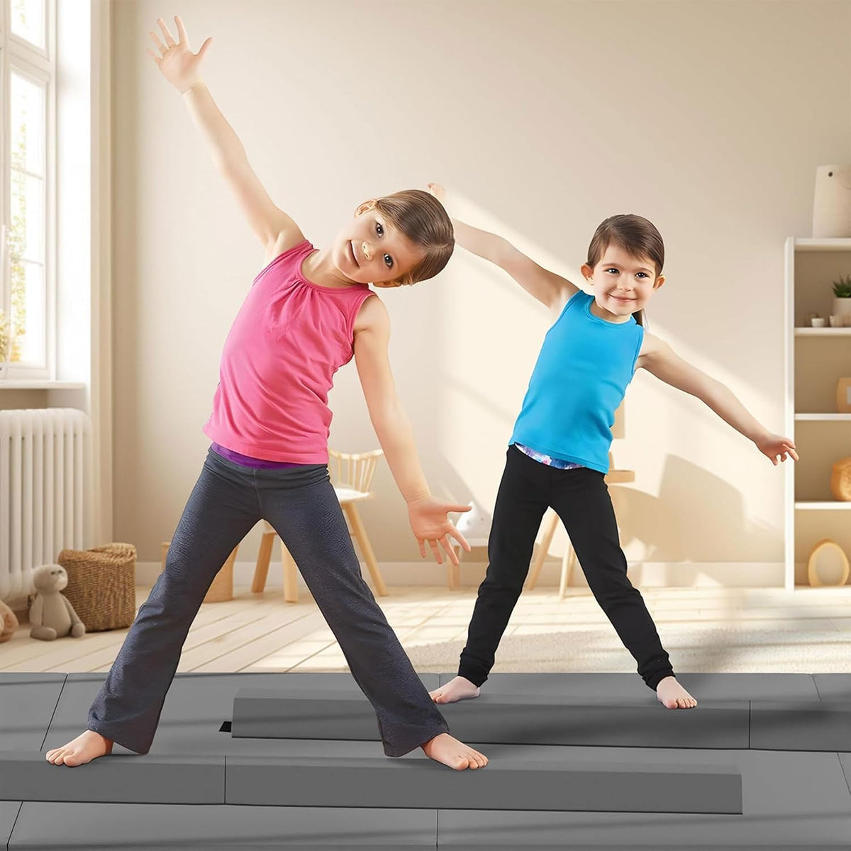 BalanceFrom PU-Covered High-Density Folding Foam Balance Beam, 8- or 9-Foot Options – Portable Training Equipment with Hook-and-Loop Connector for Gymnastics, Cheer, and Martial Arts