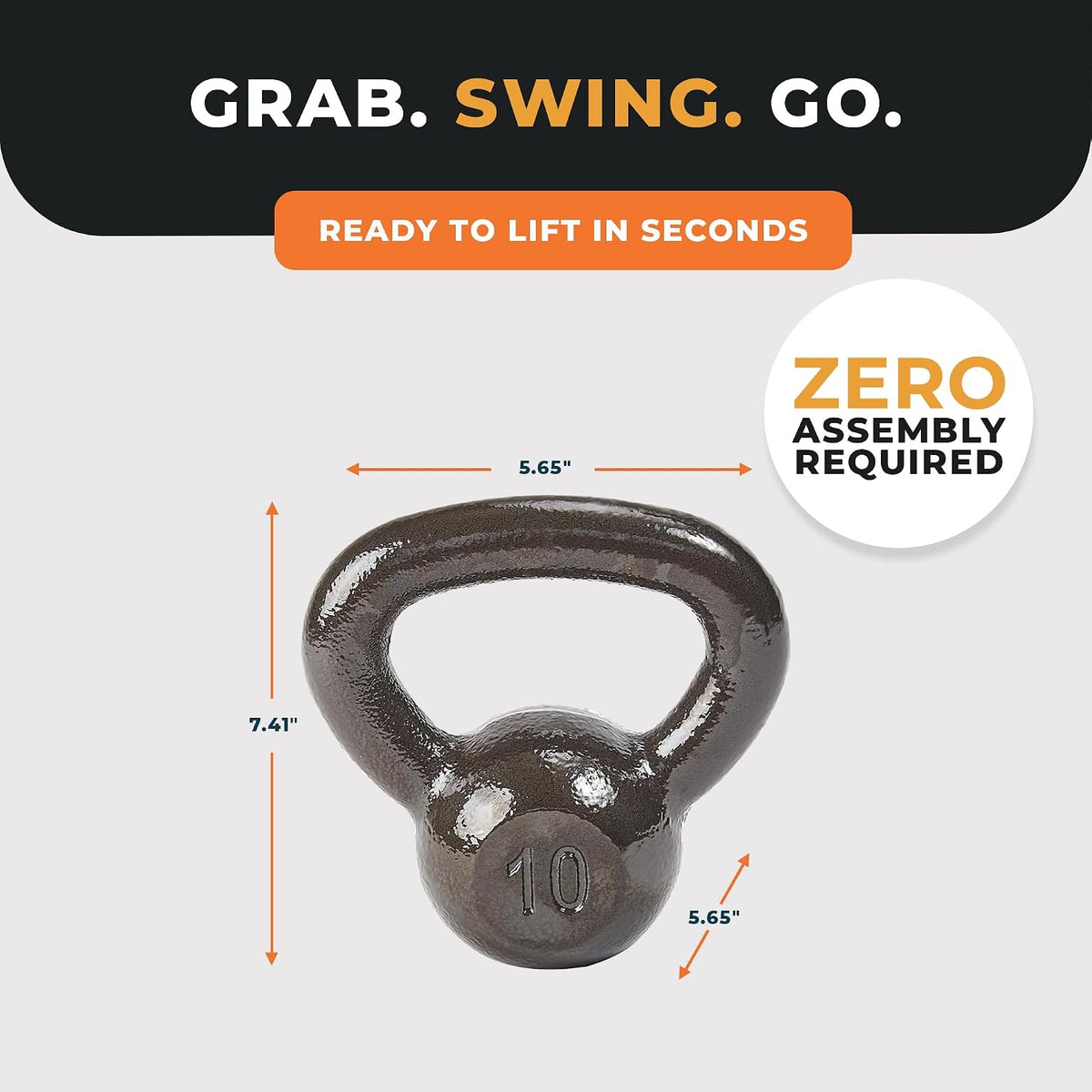 BalanceFrom Cast Iron Kettlebell for Home Gym Strength Training with Textured Wide Handle, 10-100Lb, Single