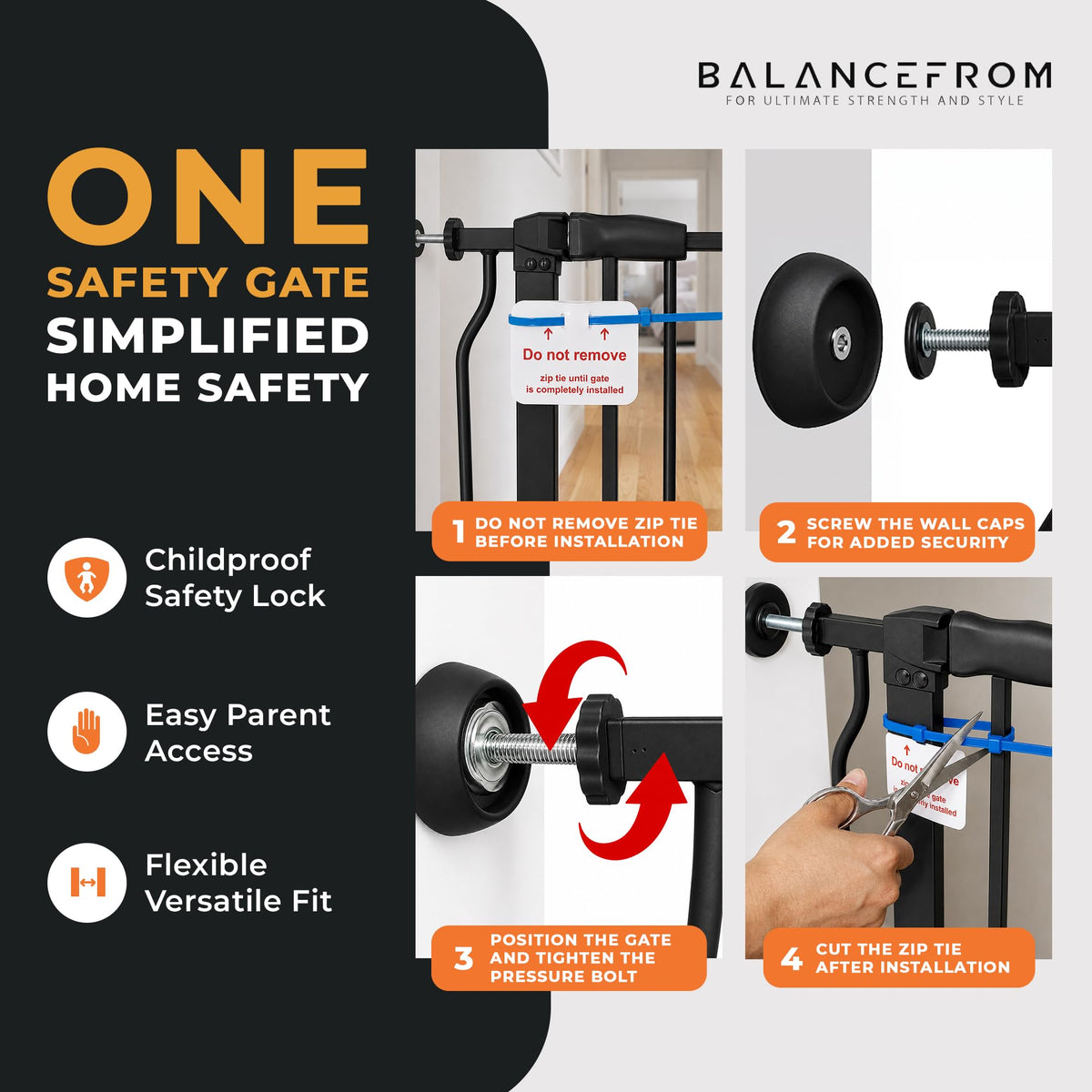 BalanceFrom Easy Walk-Thru Baby Safety Gate, Fits 29.1" to 33.8" Openings