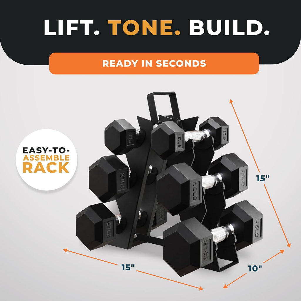 BalanceFrom Premium Rubber Encased Hex Dumbbell Sets, 46LBS Set, 60LBS Set, 100LBS Set