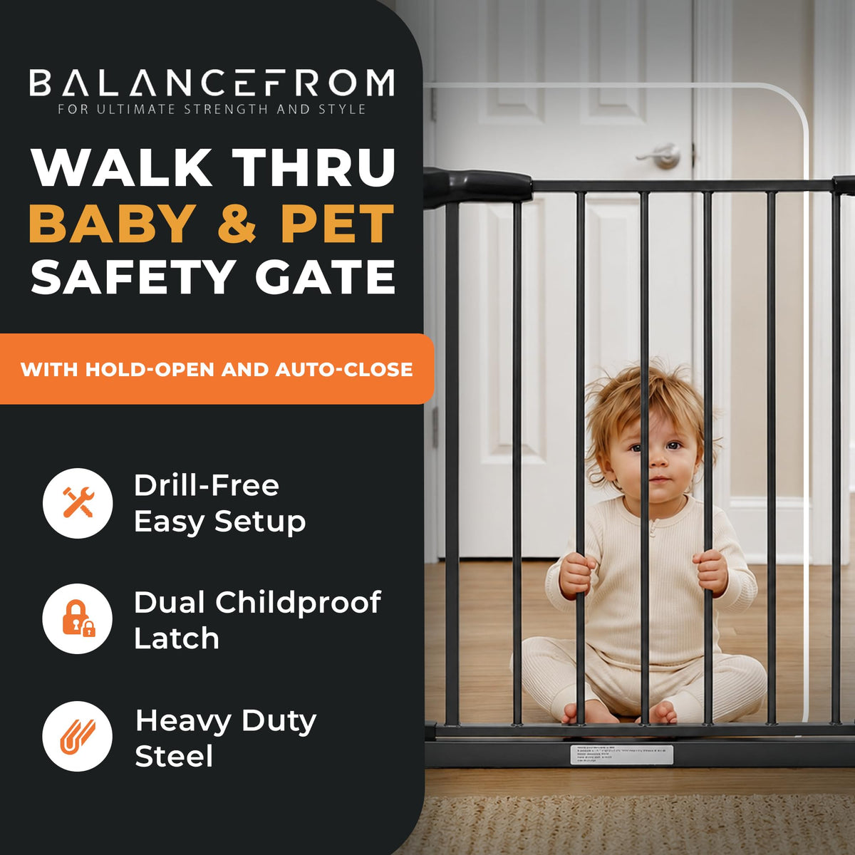 BalanceFrom Easy Walk-Thru Baby Safety Gate, Fits 29.1" to 33.8" Openings