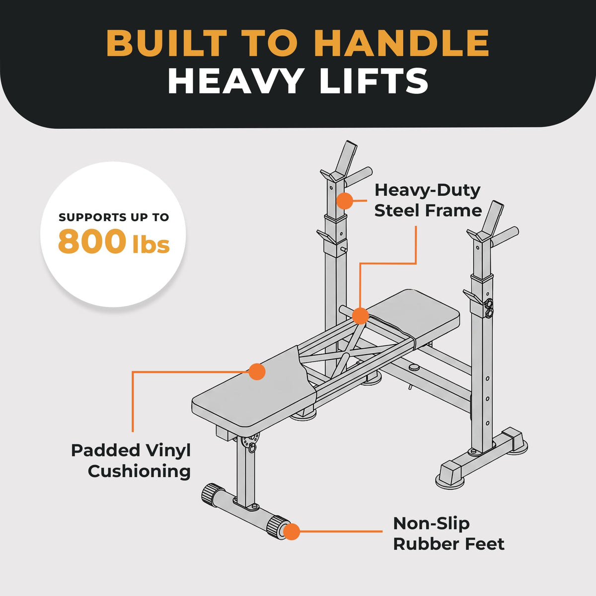 BalanceFrom Adjustable Folding Multifunctional Workout Station Adjustable Olympic Workout Bench with Squat Rack