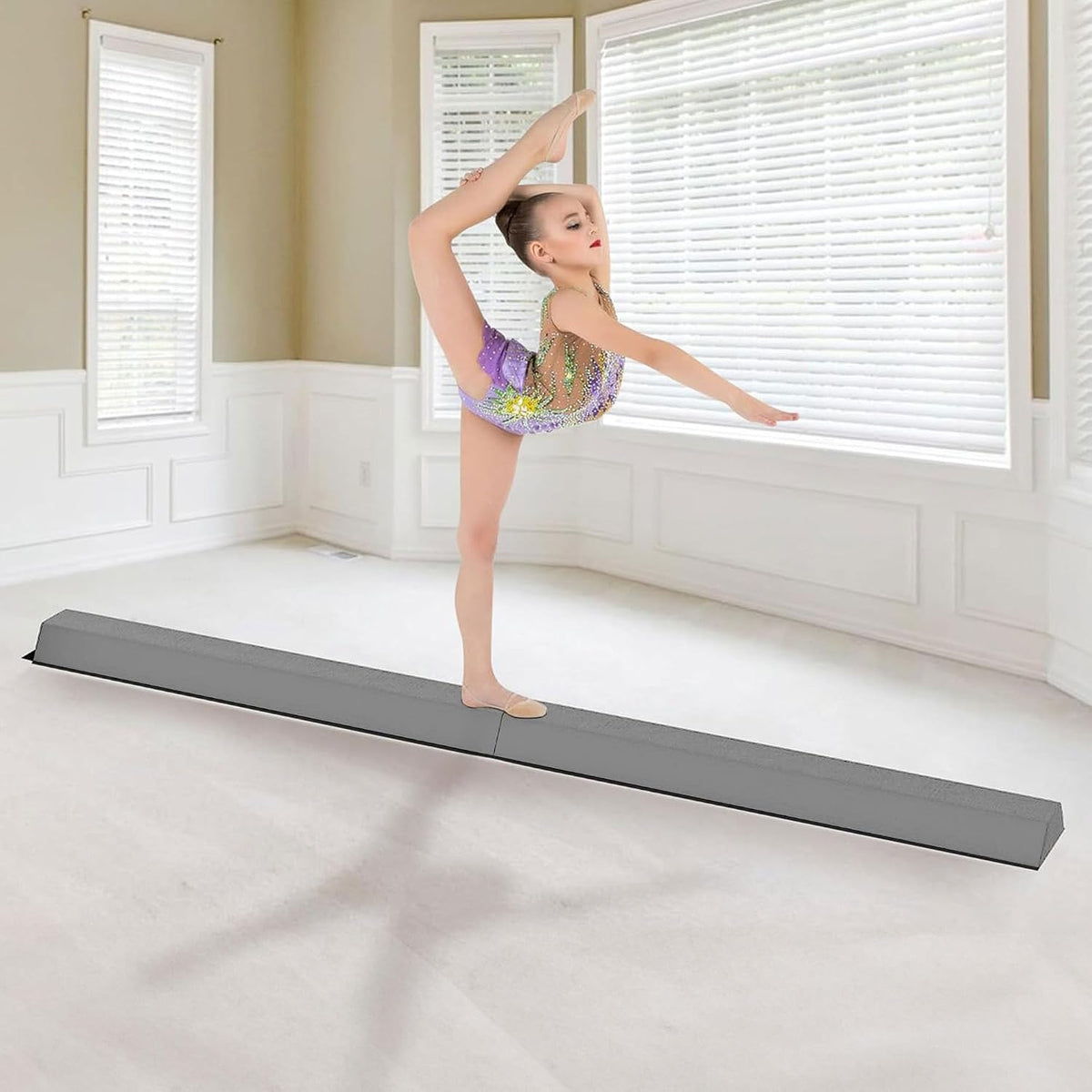 BalanceFrom PU-Covered High-Density Folding Foam Balance Beam, 8- or 9-Foot Options – Portable Training Equipment with Hook-and-Loop Connector for Gymnastics, Cheer, and Martial Arts