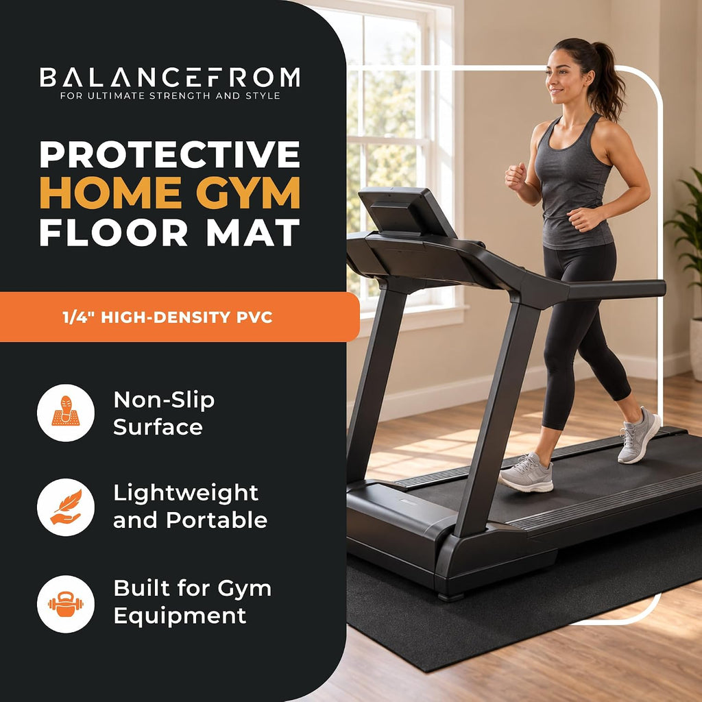 BalanceFrom GoFit High Density Treadmill Exercise Bike Equipment Mat, 3 x 6.5-ft, Foldable
