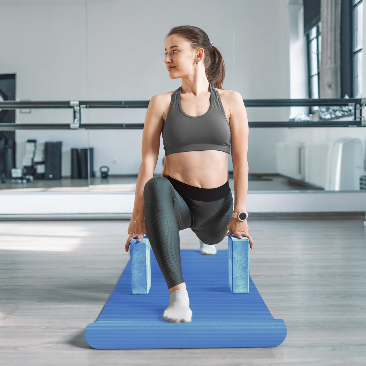 BalanceFrom 7-Piece Yoga Set with 71x24x0.5 Inches Extra Thick Mat and Carrying Sling – Includes 2 Blocks, Stretch Strap, 2 Towels, and Knee Pad for Home, Studio, and Gym Workouts