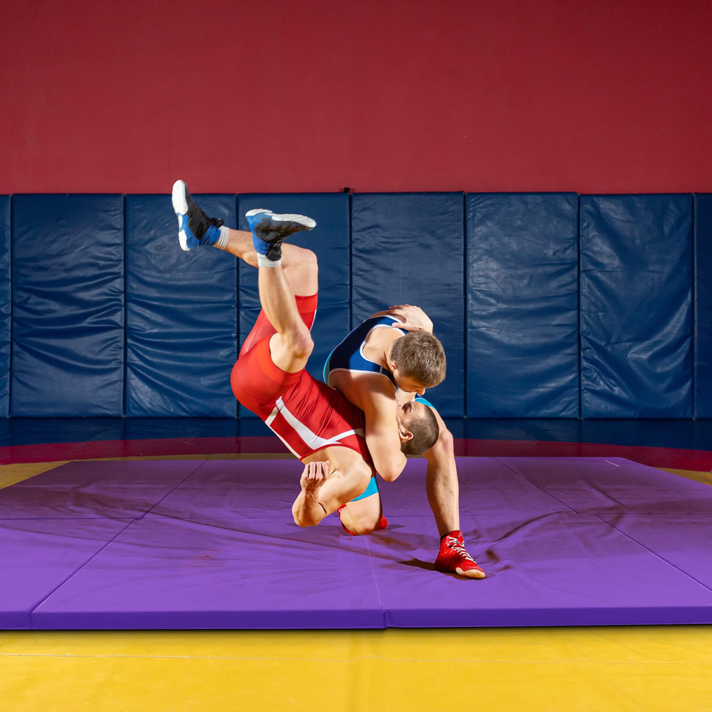 BalanceFrom 6x4 Feet 4-Panel Folding Gymnastics Mat – 2-Inch Thick Pad with Vinyl Surface and Carrying Handles for Tumbling, Yoga, Pilates, Home Workouts, and Martial Arts