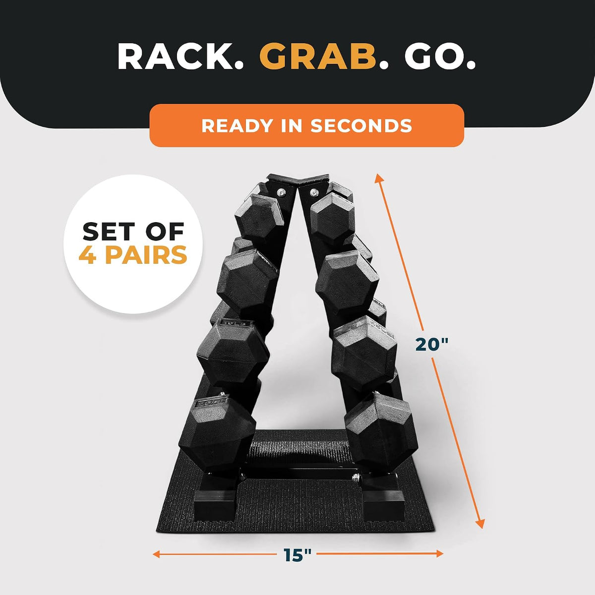 BalanceFrom Rubber Coated Hex Dumbbell Weight Set with Storage Rack, 100LB or 150LB or 200LB Set, 5-20 lbs or 5-25 lbs or 10-30 lbs Pairs