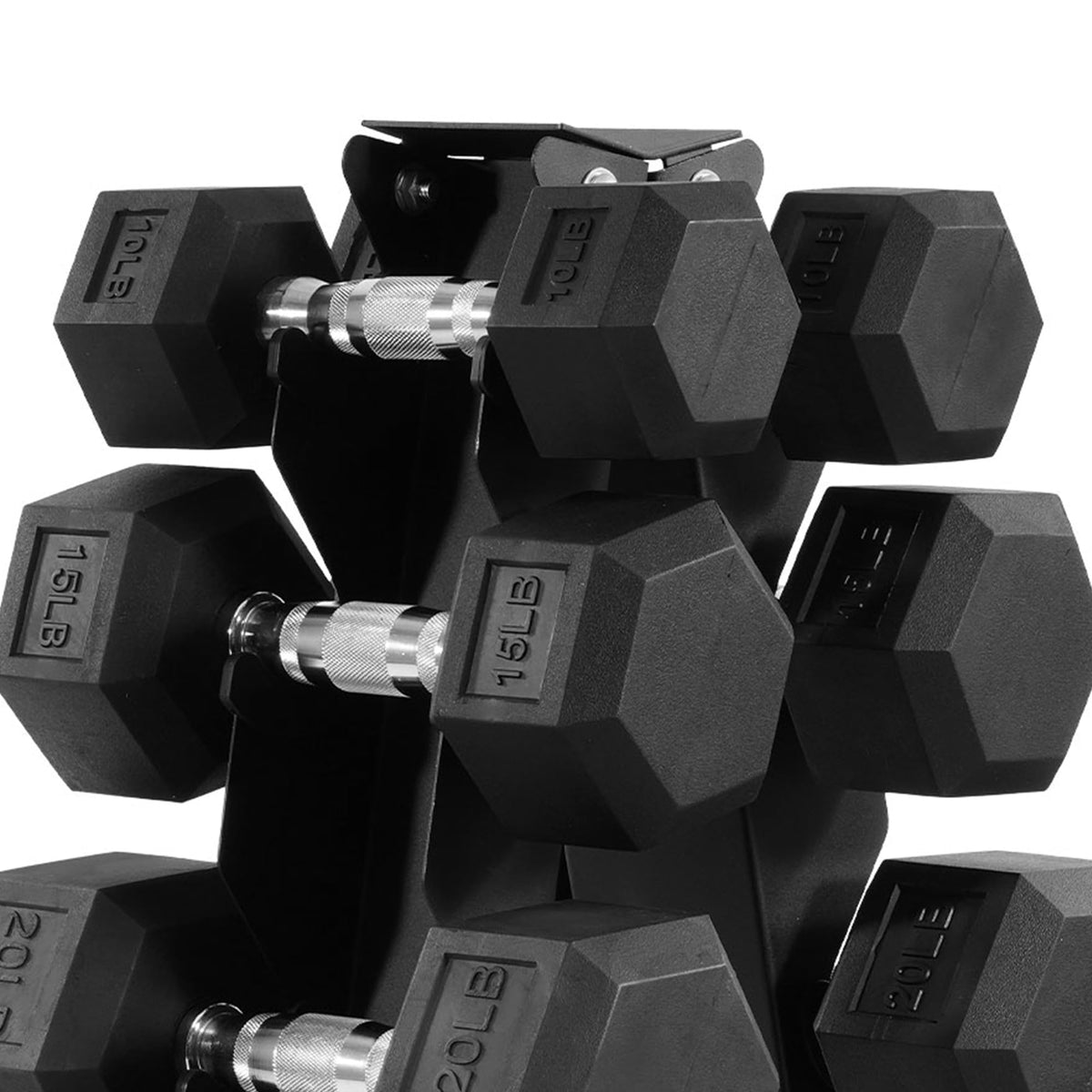 BalanceFrom Rubber Coated Hex Dumbbell Weight Set with Storage Rack, 100LB or 150LB or 200LB Set, 5-20 lbs or 5-25 lbs or 10-30 lbs Pairs