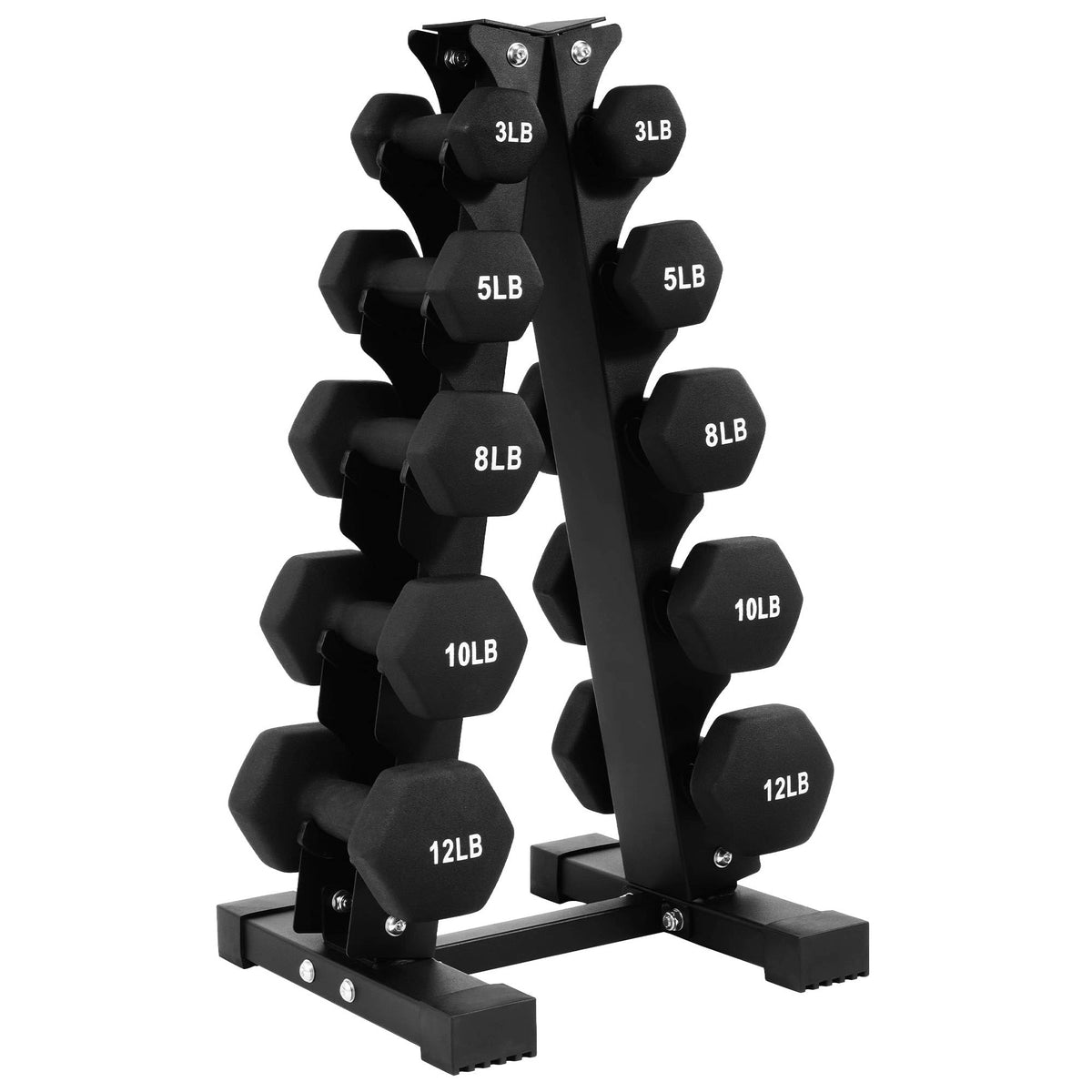 BalanceFrom Neoprene Dumbbell Set with Rack - Non-Slip Strength Training Weights for Home Gym & Fitness Equipment, Multiple Sizes