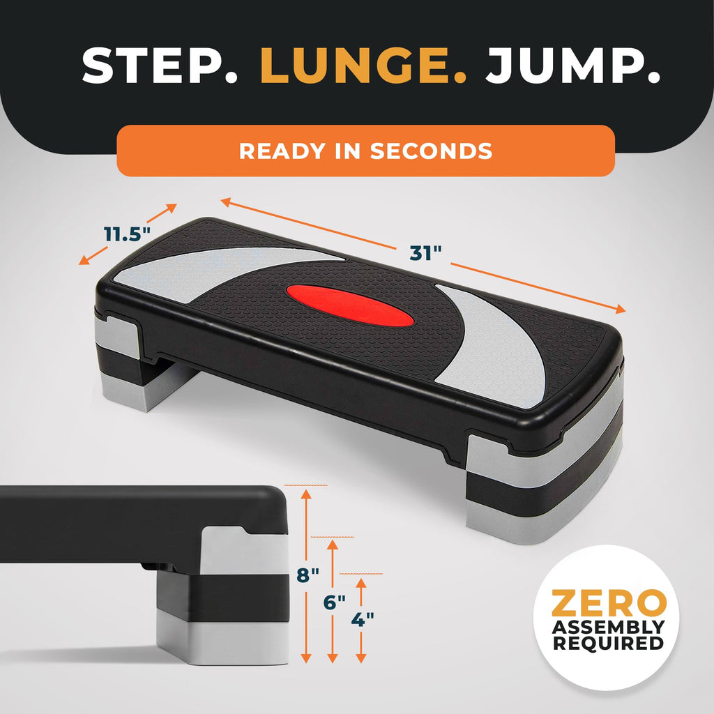 BalanceFrom 31-inch Aerobic Step Platform Trainer with 3 Adjustable Risers