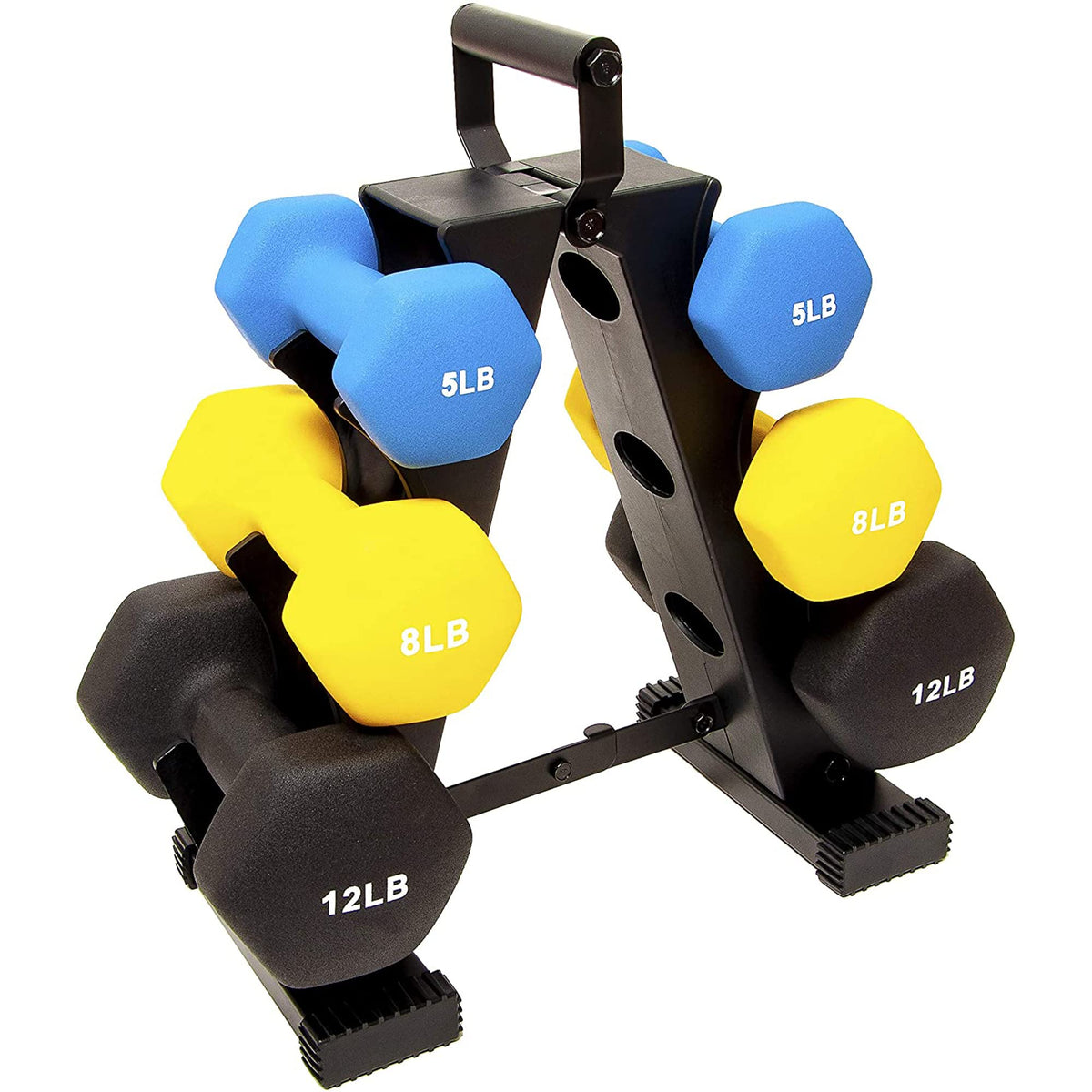 BalanceFrom Neoprene Dumbbell Set with Rack - Non-Slip Strength Training Weights for Home Gym & Fitness Equipment, Multiple Sizes