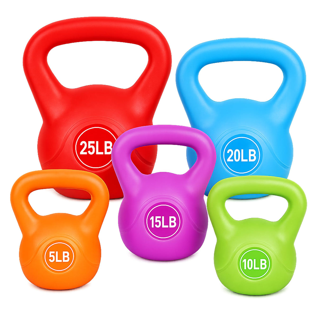 BalanceFrom Vinyl Kettlebell Set, 30/45/50/75 Pound Options – Cement-Filled Strength Training Weights with Ergonomic Grip and Color Coding for Full Body Fitness at Home or Gym