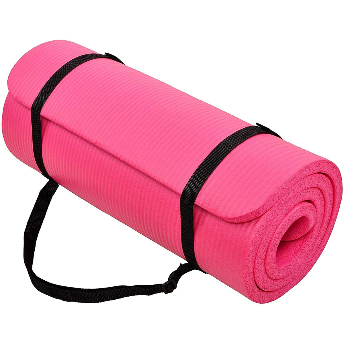 BalanceFrom All Purpose 1-Inch Extra Thick High Density Anti-Tear Exercise Yoga Mat with Carrying Strap, Multiple Colors