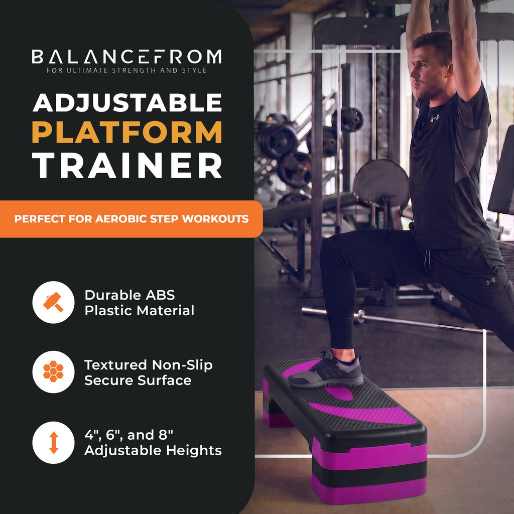 BalanceFrom 31-inch Aerobic Step Platform Trainer with 3 Adjustable Risers