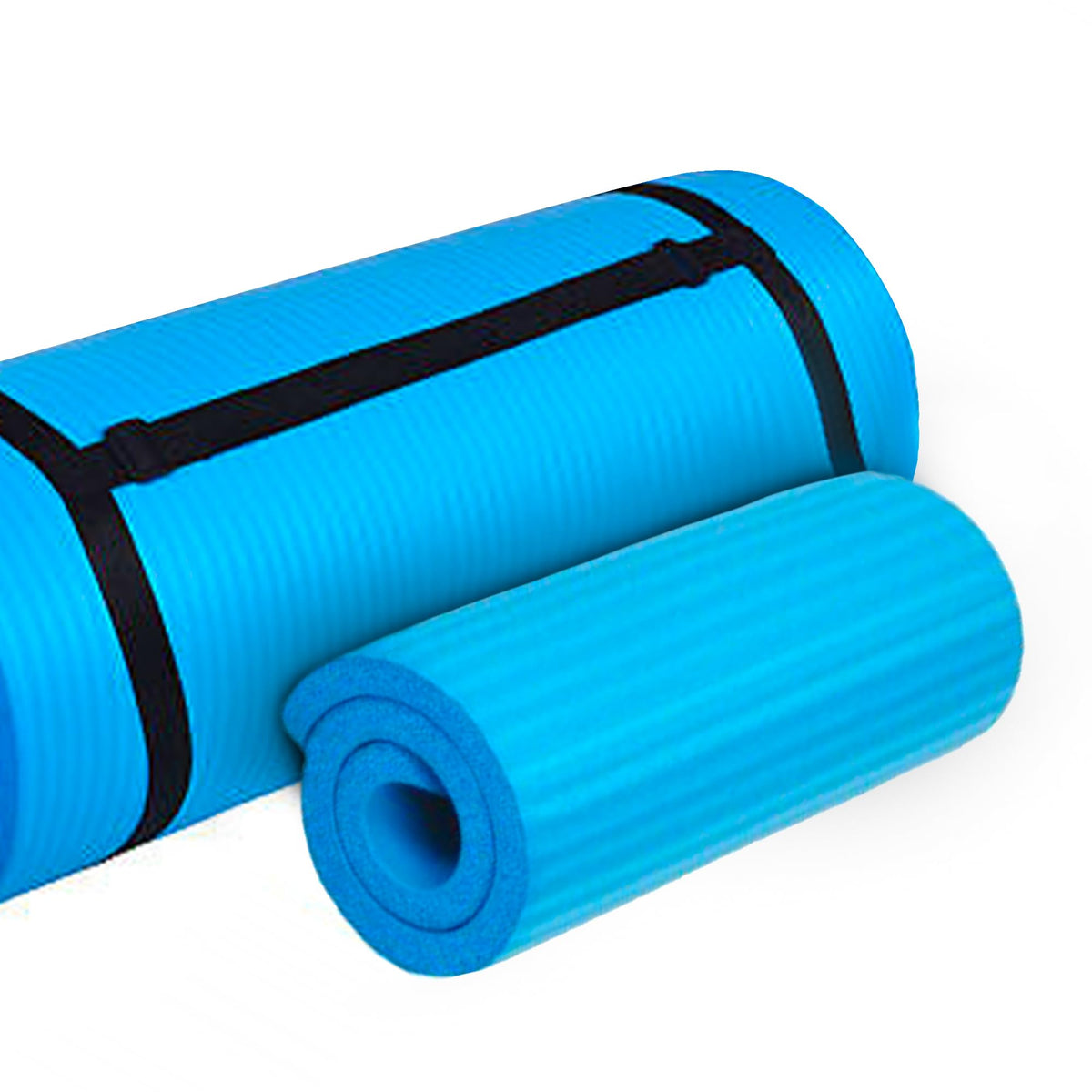 BalanceFrom 71x24 Inches Yoga Mat with Knee Pad and Optional Blocks – Extra 1-Inch Thick Non-Slip Foam with Anti-Tear Surface and Carrying Strap for Home, Studio, or Gym Workouts