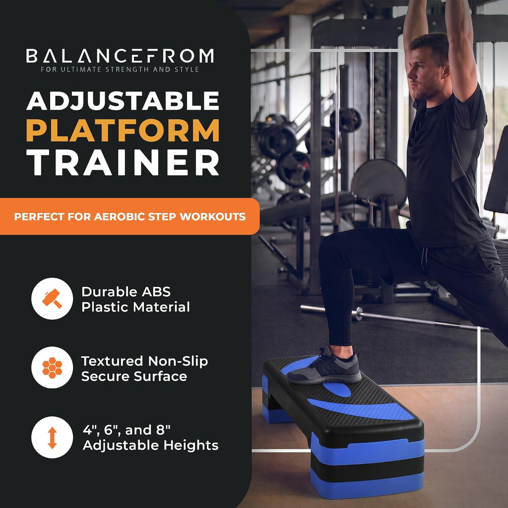 BalanceFrom 31-inch Aerobic Step Platform Trainer with 3 Adjustable Risers