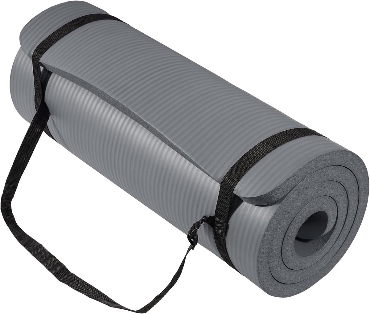 BalanceFrom All Purpose 1-Inch Extra Thick High Density Anti-Tear Exercise Yoga Mat with Carrying Strap, Multiple Colors
