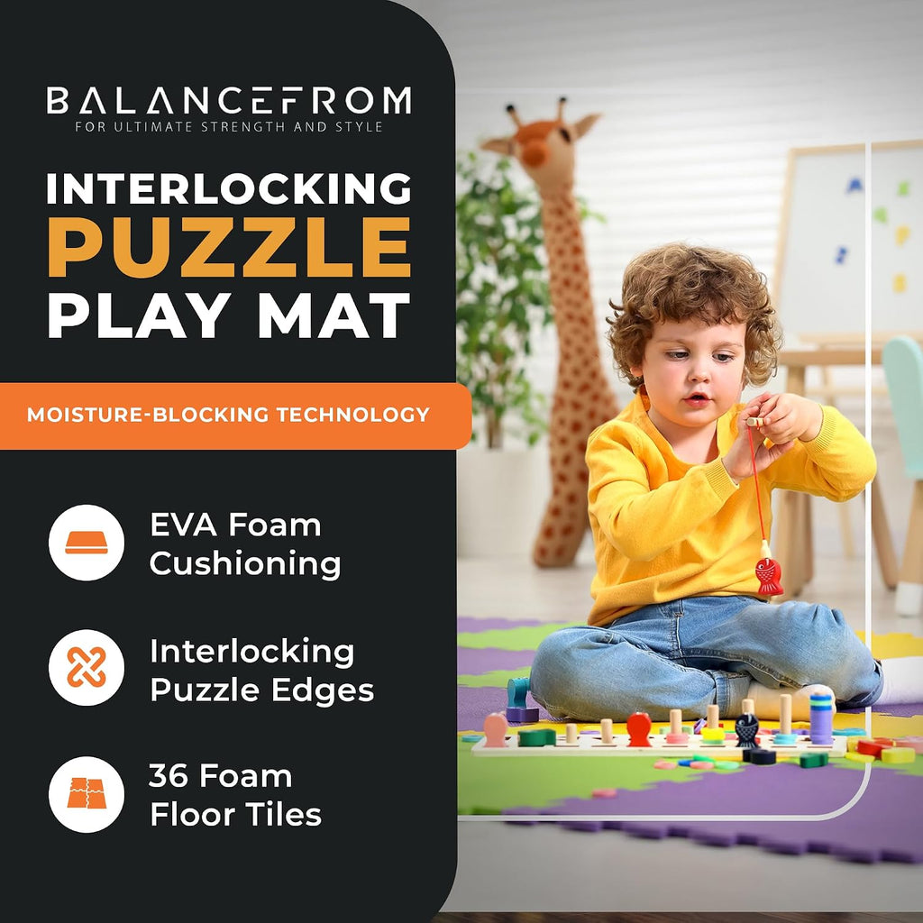 BalanceFrom Play Tile Mat 0.4 Inch Thick, EVA Interlocking Foam Floor