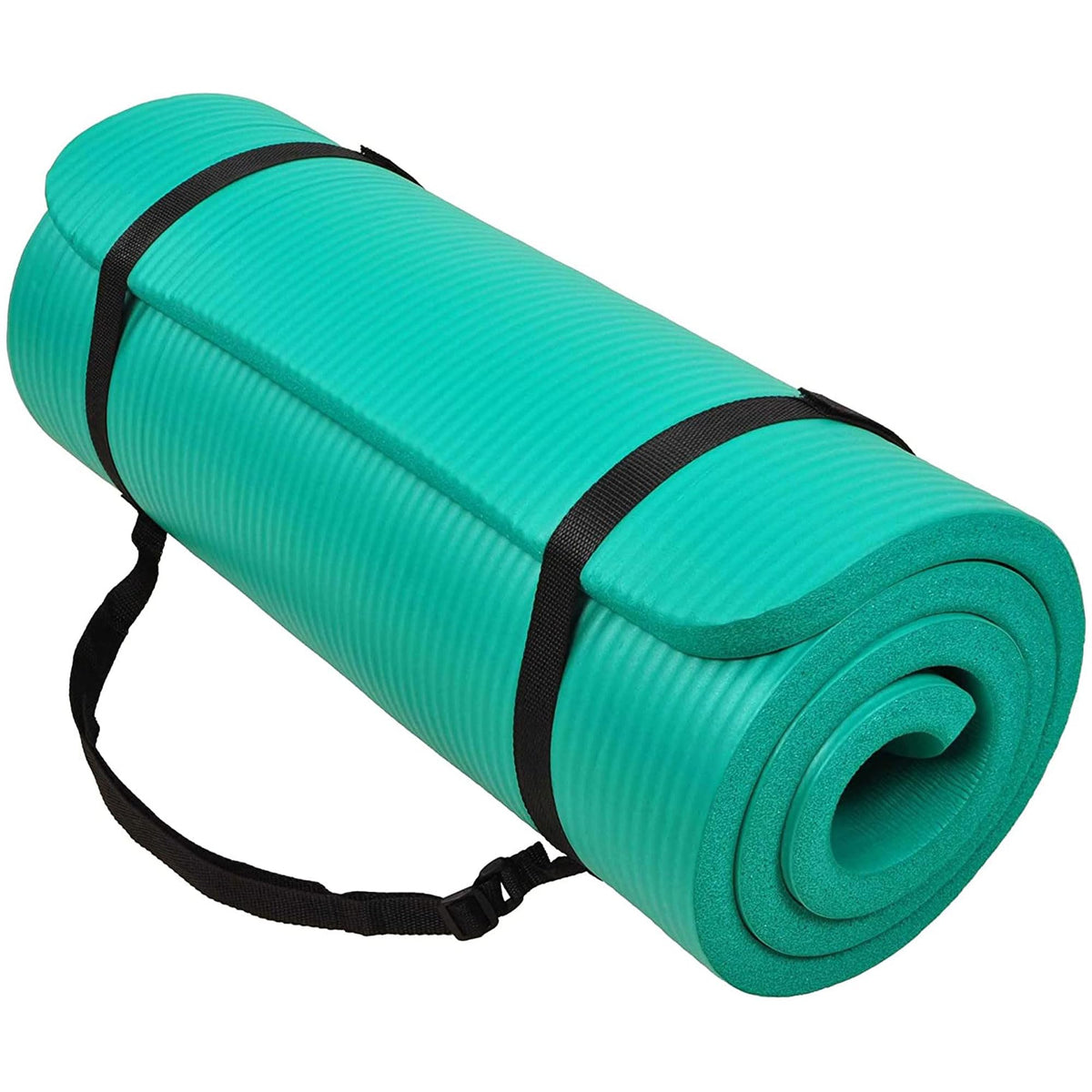 BalanceFrom All Purpose 1-Inch Extra Thick High Density Anti-Tear Exercise Yoga Mat with Carrying Strap, Multiple Colors