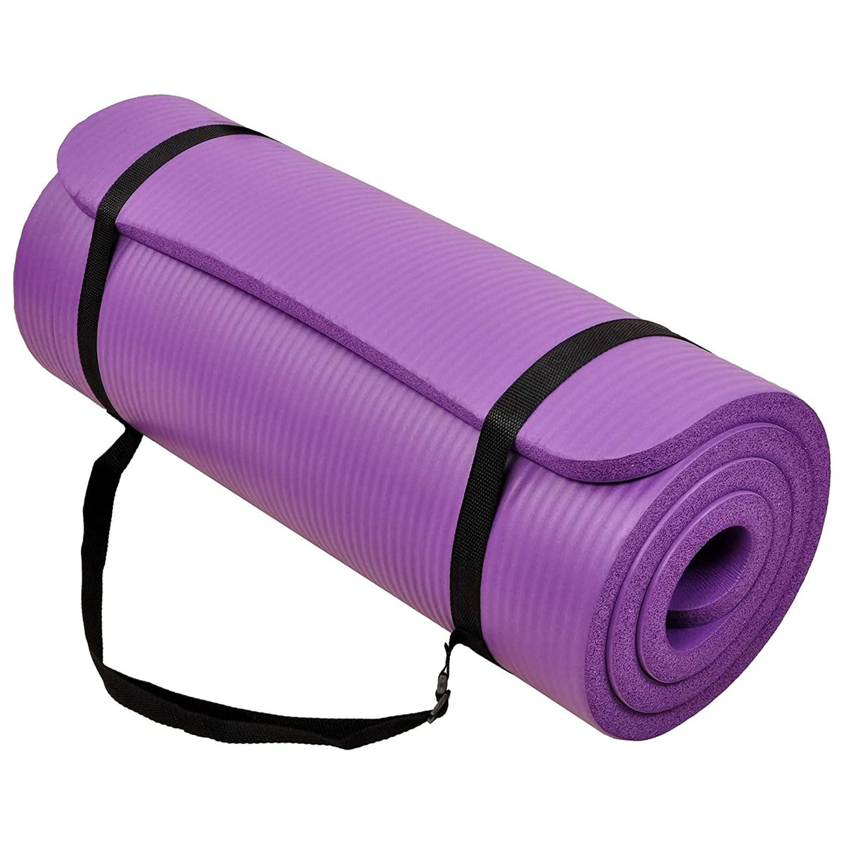 BalanceFrom All Purpose 1-Inch Extra Thick High Density Anti-Tear Exercise Yoga Mat with Carrying Strap, Multiple Colors