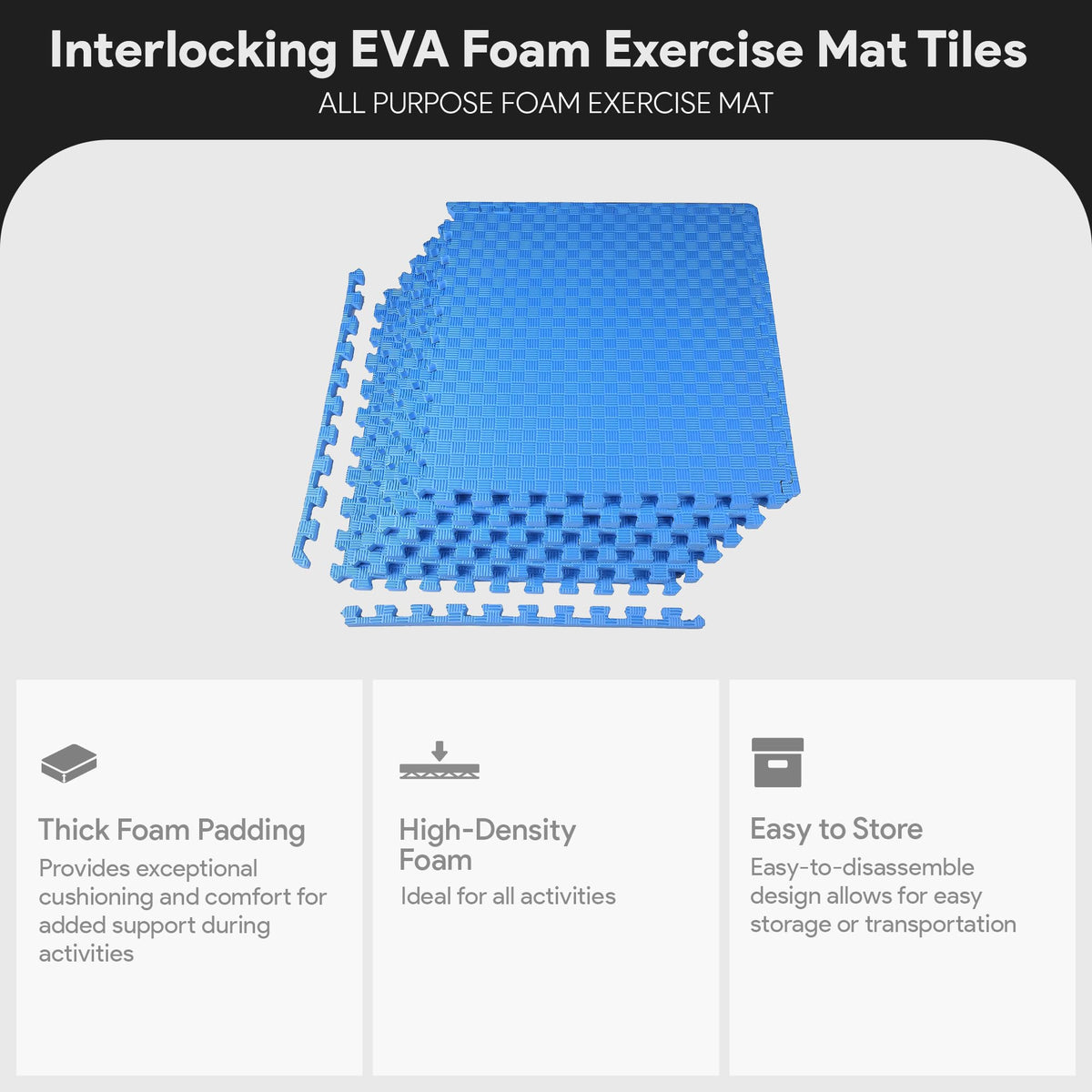 BalanceFrom Puzzle Exercise Mat 1/2" Thick, EVA Interlocking Foam Floor
