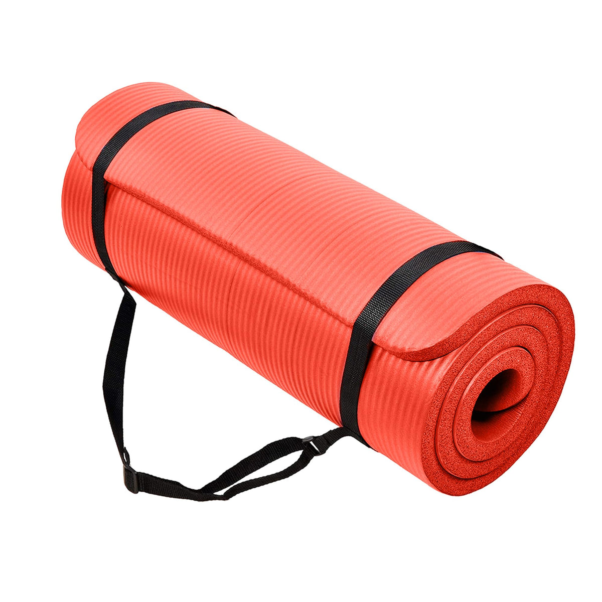 BalanceFrom All Purpose 1-Inch Extra Thick High Density Anti-Tear Exercise Yoga Mat with Carrying Strap, Multiple Colors
