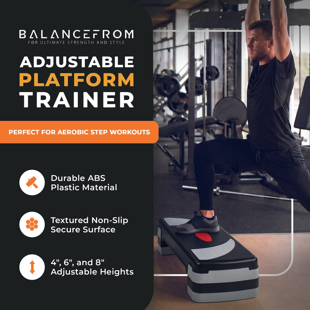 BalanceFrom 31-inch Aerobic Step Platform Trainer with 3 Adjustable Risers
