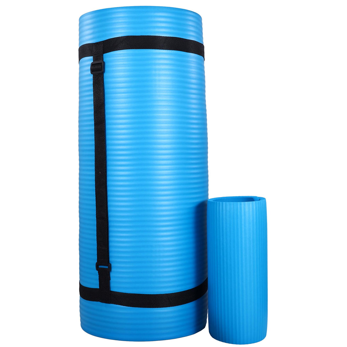 BalanceFrom 71x24 Inches Yoga Mat with Knee Pad and Optional Blocks – Extra 1-Inch Thick Non-Slip Foam with Anti-Tear Surface and Carrying Strap for Home, Studio, or Gym Workouts