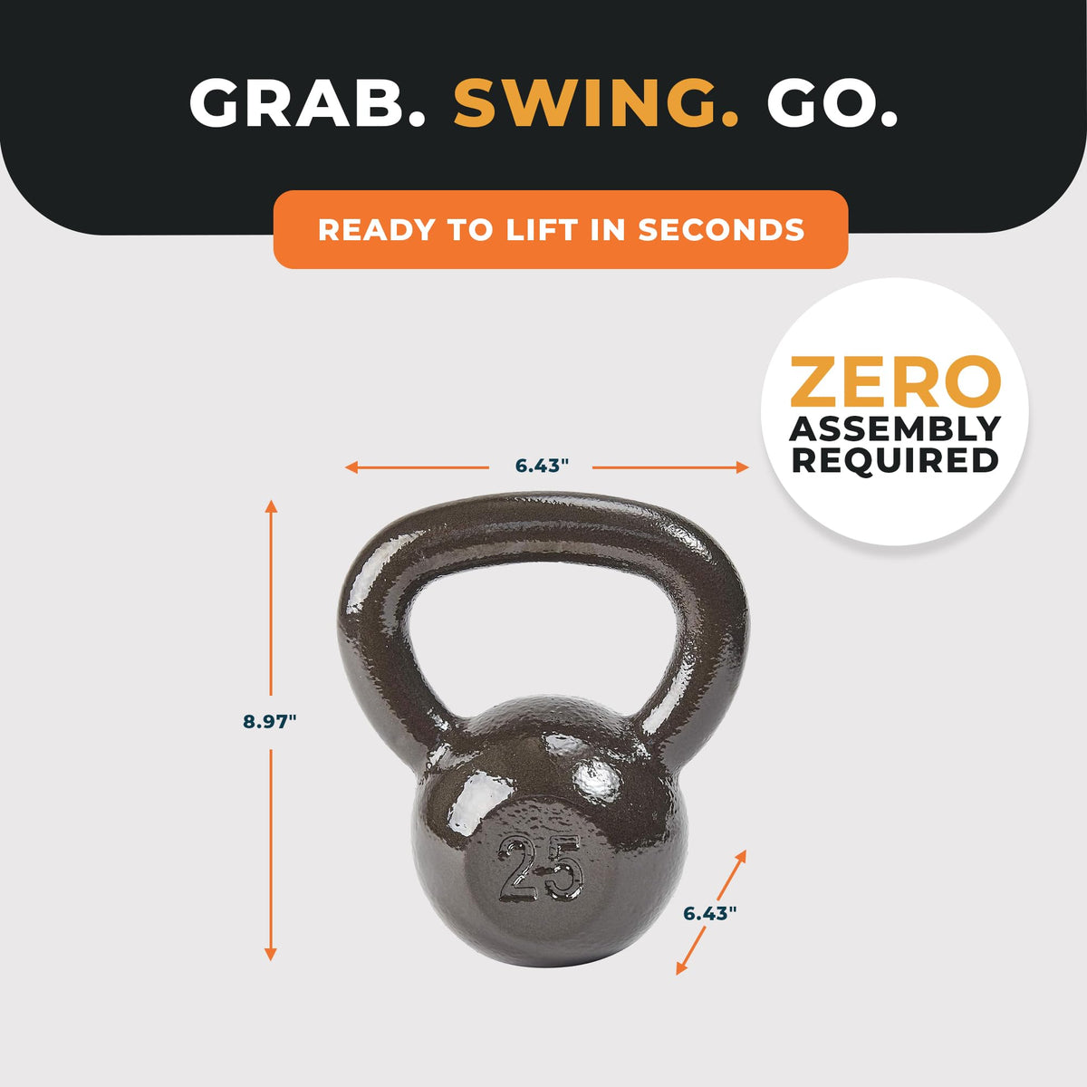 BalanceFrom Cast Iron Kettlebell for Home Gym Strength Training with Textured Wide Handle, 10-100Lb, Single