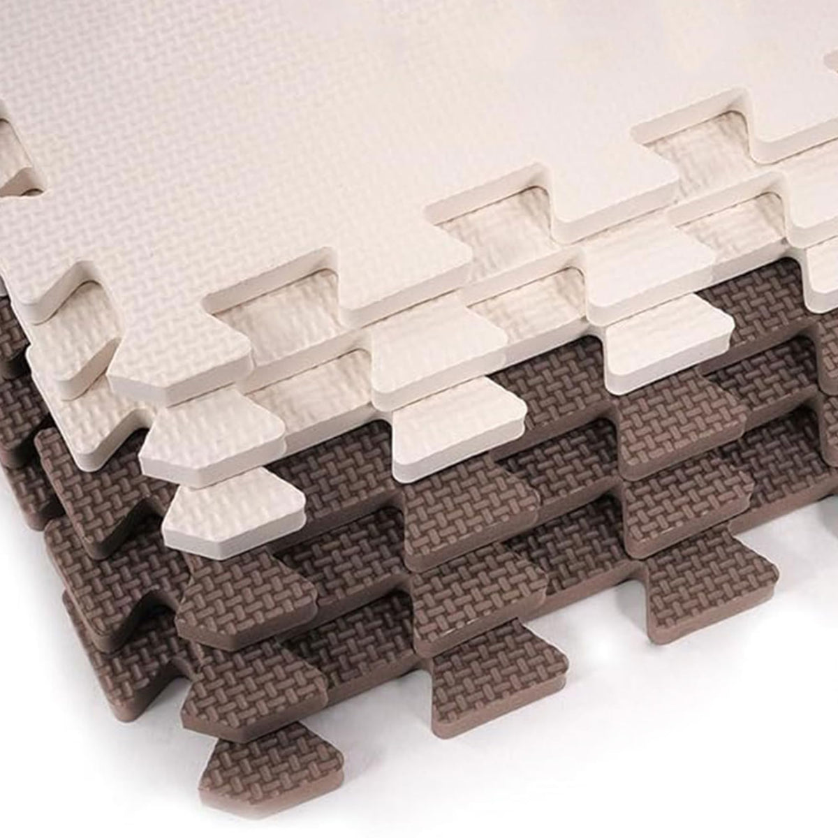 BalanceFrom 16-Pack 12x12 Inches EVA Interlocking Foam Play Tile Mat, Cream/Gray/Beige – 0.4-Inch Thick Non-Slip Puzzle Flooring for 16 Square Feet in Playroom, Nursery, or Playpen at Home